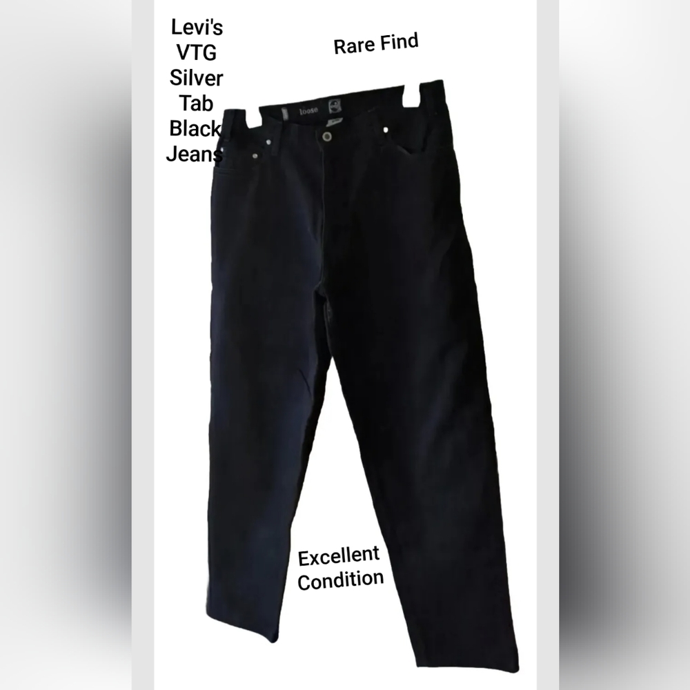 Levis's Silver Tab Loose Fit Black Denim Jeans Rare Find Size 36X32